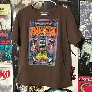 Pink Floyd 70s Vintage Design Brown Graphic Tee Size Small